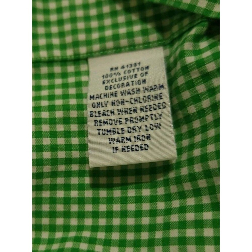 Polo Ralph Lauren Men Large L Slim Fit Gingham Button Down Shirt Green Cotton - Picture 9 of 9